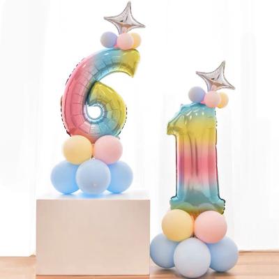 China 30 Inch Luxury Digital Gradient Party Digital Aluminum Foil Balloon Creative Column Balloon Set for sale