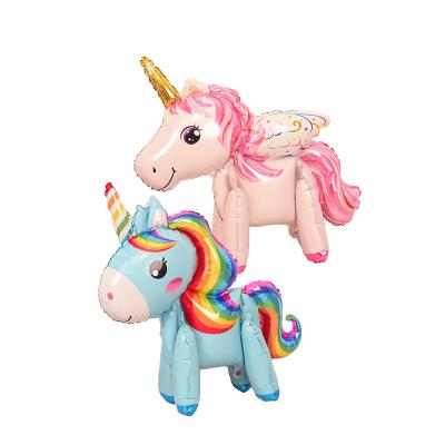 China Rainbow Luxury Horse Movie Balloon Festival Birthday Party Supplies Decoration Cartoon Unicorn Aluminum Foil Balloon for sale