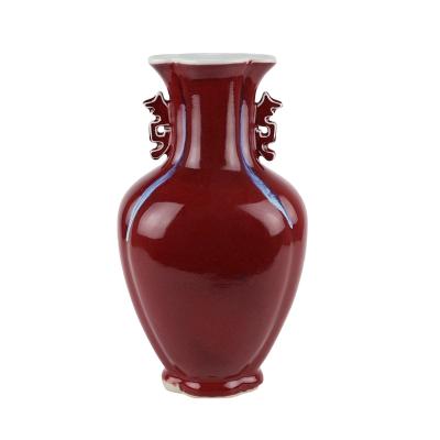 China RZGY03-A/B Traditional Chandelier Red Color Black Double Ears Flower Mouth Fishtail Vase Set for sale