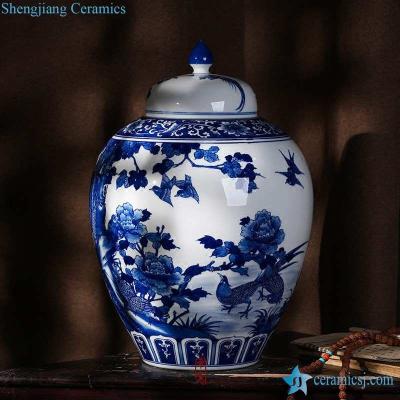 China RZLH05 Phoenix Model Viable Hand Drawing Jingdezhen Style Round Porcelain Jar for sale