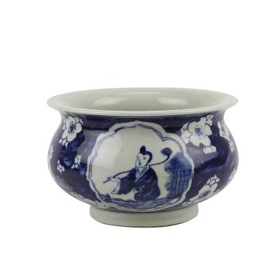 China Modern RZGC17-A-B-C-D-E Blue and White Character Window Dragon Open Wash Pen Pot Incense Ceramic Burner for sale