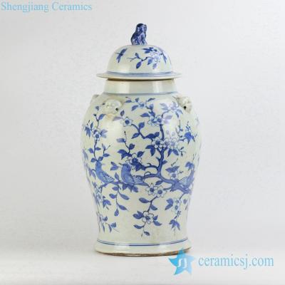 China RYLU97 Viable Blue and White Flowers and Birds Jingdezhen Ceramic Ginger Jar for sale