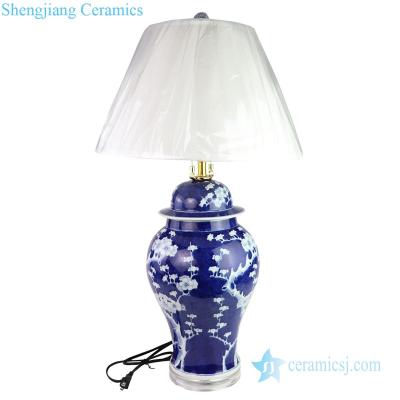 China DS-RYLU162 Modern Deep Blue Background Flower Design Porcelain Lamp for sale