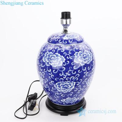 China DS-RYLU181 Modern Purely Manual Blue And White Round Shape Porcelain Lamp for sale