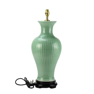 China DS61-RYMA Celadon Chandelier Bamboo Style Porcelain Easy Clean Table Lamp For Bedroom for sale