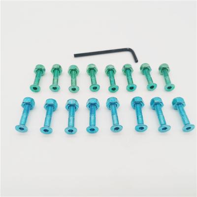 China Adult Newly Arrived 25.4 Mm Blue And Green Color Skateboard Material For Long Board Screws for sale