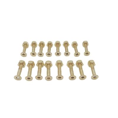 China 1 Inch Adult Allen and Philip Head Hardware Skateboard Bolts and Nuts in Gold Color for sale