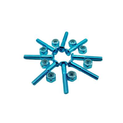 China Adult Professional Anodizing 1.25 inch Blue Bolts for Skateboard Longboard screws and nuts with Philip Head for sale