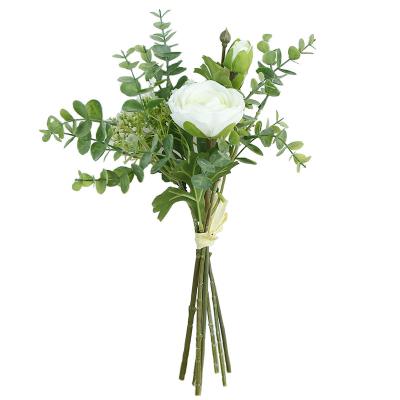 China Wholesale High Quality Artificial Flower Silk Rose Bunch For Wedding Decorations And Bride Holding Flowers R18122 for sale