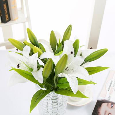 China PU+Plastic Almost Natural Real Touch Artificial Lily Flower For Wedding Bouquet And Home Decoration for sale