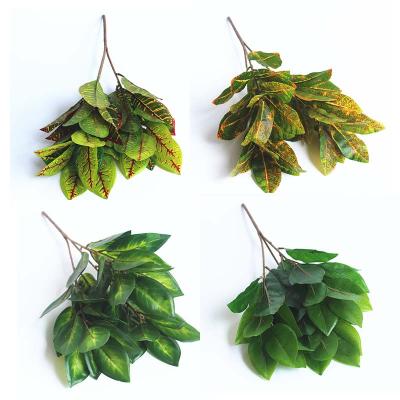 China Waterproof 4 Artificial Plant Leaves Decorative Plastic Plants Models Fake Leaves Wholesale For Garden And Home 52cm Tall AP18249 for sale