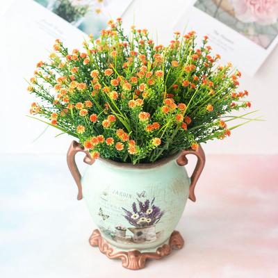 China Waterproof 6 Colors Leaves Decorative Fake Plastic Plants Artificial Plant Leaves Baby's Breath For Garden And Home 34cm Tall AHP2042 for sale