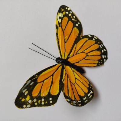 China Feather 12.5cm Hand-crafted Artificial Butterfly Monarch Butterfly for Wedding Decorations and Wall Decorations BF21001 for sale