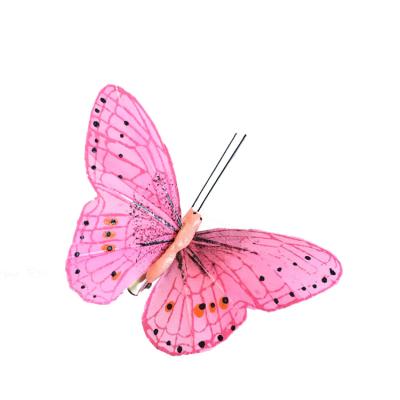 China Feather intricately patterned butterflies decoration for floral arrangement for sale