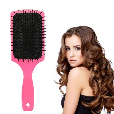 China Wholesale Custom Logo Hair Care Private Label Paddle Pad Square Hair Brush Black Soft Touching Cushion Factory Salon Big for sale