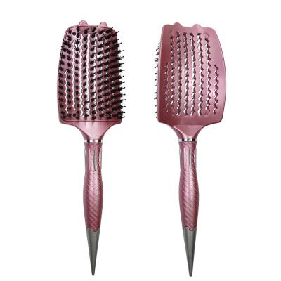 China LOGO Barber Hairdressing Styling Tools Professional Duct Massage Hair Brush Detangling Curved Curved Hair Brush for Faster Drying for sale