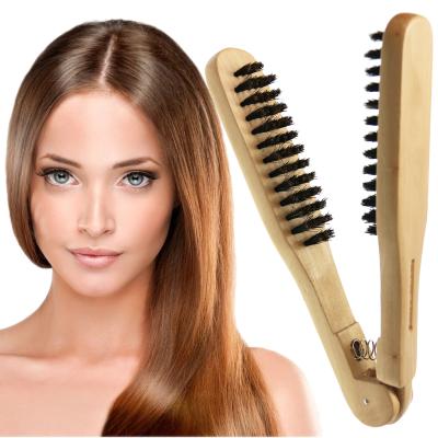 China Compact Custom Private Label Wooden Straightening Brush Natural Boar Hair Wholesale for sale