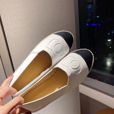 China Fashion Trend Classic Luxury Brand Design Goat Leather Woman Espadrilles C-double Slip On Loafers Fisherman Comfortable Flat Shoes for sale