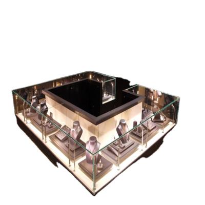 China Luxury display watch for retail store or mall black and jewelry store simple retail interior design with tempered glass display cabinets for sale