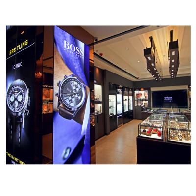 China Eco-friend wood/MDF high-end luxury watch store interior design with picture wall wall display cabinet for watch for sale