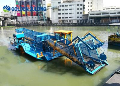 China Barco de limpeza de superfície de água de aço Recolhedor de ervas daninhas aquáticas com sistema de propulsão de rodas de remo à venda