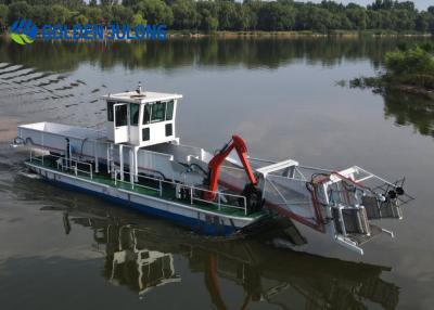 China Hocheffiziente Wasserüberflächenreinigungsgefäß Müll-Skimmer-Boot 0,5 m Entwurf mit individuellem Service zu verkaufen