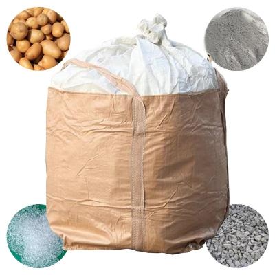 China Breathable Recycle Bag Super Dimensions PP Ties Scraps Bulk Bag 3 Ton Jumbo Soft Container Plastified Raffia Gravel Bags for sale