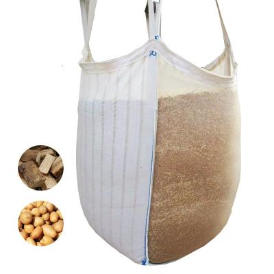 China 1 Ton Breathable Firewood Bulk Big Loading Bags Polypropylene 1000kg Plastic FIBC Wood Pellet Vented Mesh Bags Net Bulk Prices for sale