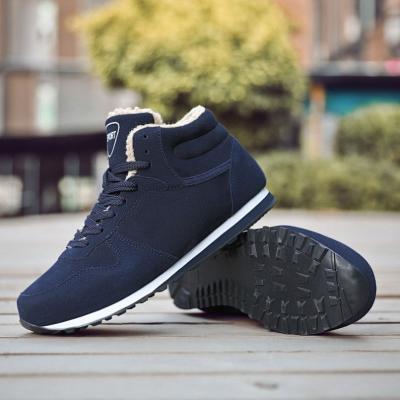 China Fashion trend classic men's casual shoes PU lace up sneakers for sale running sneakers with warm cotton in winter mesh upper rubber sole for sale