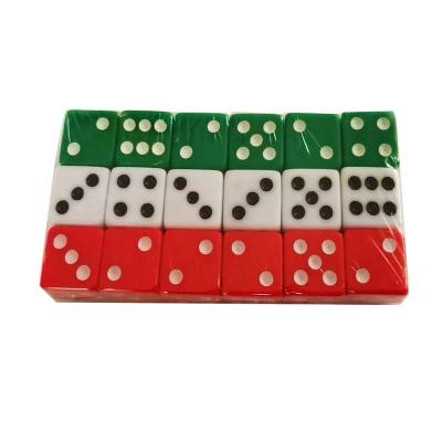 China Game Gambling Dice 16 mm D 6 red and green white dice with custom acrylic multi-sided dot casino gambling dice /sexy dice manufacturers sale for sale