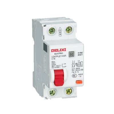 China Delixi Brand DZ47PLEY-63 RCBO 63A 230AC 1P+N 50Hz Vacuum Electric Circuit Breaker DZ47PLEY-63 for sale