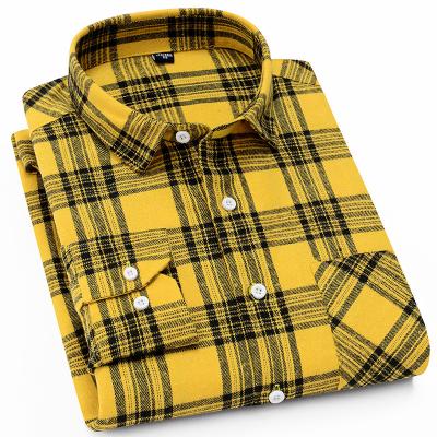 China Anti-pilling Men's Regular Fit Buttons Youth Campus Style Spring Autumn Fashion Trend Flannel Plaid Casual Shirts for sale