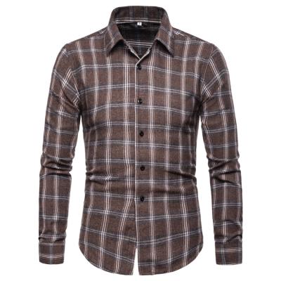 China Custom wholesale fashion cotton long sleeve factory shirt anti-pilling plaid flannel casual shirt for men for sale