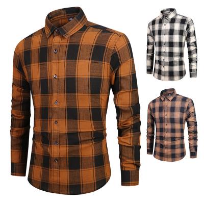 China 2021 New Arrival Hot Sale 100% Cotton Plaid Long Sleeve Men's Casual Anti-pilling Shirt for sale