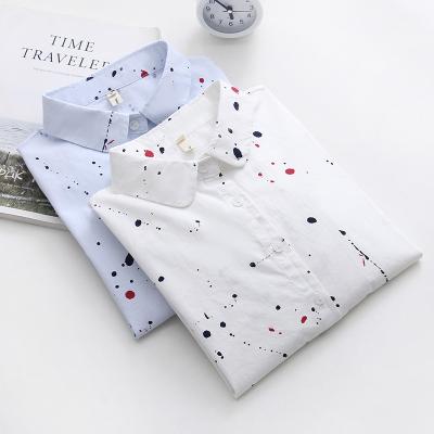 China Anti-Pilling Women Casual Blouses Graffiti Printed Shirt Office College Style Tops for sale