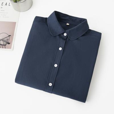 China Anti-pilling Women Blouse Cotton Oxford Shirt Office Casual Sleeved Feminine Shirts Long for sale