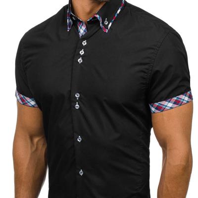 China Unique Design Classic Anti-pilling Men's Casual Cotton With Plaid Short Sleeve Shirt for sale