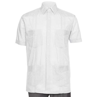 China Men's Collection Anti-Pilling Short Sleeve Guayabera Shirt For Men's Cuban Canvas Look for sale