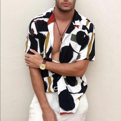 China Anti-pilling 2020 Fashion Printing Men Shirt Lapel Collar Streetwear Short Sleeve Breathable Hawaiian Casual Shirts for sale