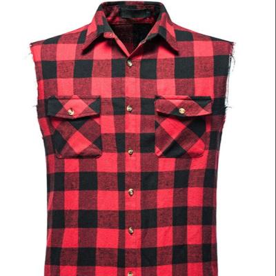 China Anti-Wrinkle Mens Casual Plaid Shirt Cotton Sleeveless Vest for sale