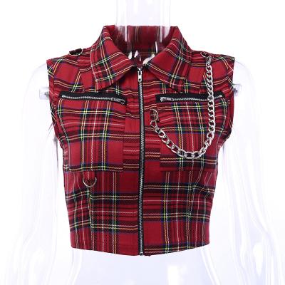 China Breathable Slim Fit Crop Top Punk Vest With Chain for sale