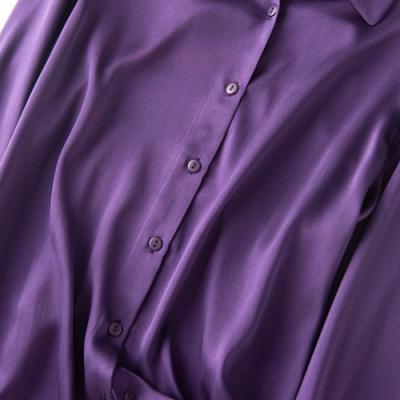 China Anti-wrinkle Silk Satin Stretch Blouse Long Sleeve With Comfortable Lapel for sale