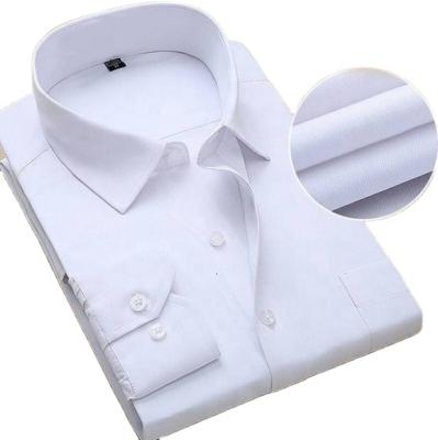 China Anti-pilling Men's Shirt Office Dress Uniform Solid Fancy Formal Shirt Plus Size White Wrinkle Free Long Sleeve for sale