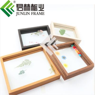 China Home Decoration Items Wholesale Customized Hot Sale Double Sided Clear Glass Solid Wood Picture Frame for sale