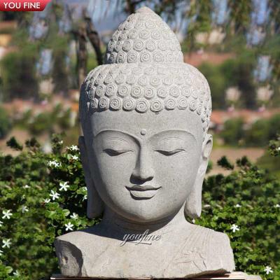 China Vivid Outdoor Garden Stone Marble Buddha Head Life Size Statue for sale