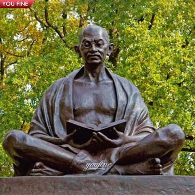 China Europe Outdoor Garden Brass Statue Life Size Casting Bronze Gandhi Sculpture for sale