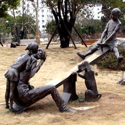 China Europe Garden Children Playing Seesaw Bronze Sculpture for sale