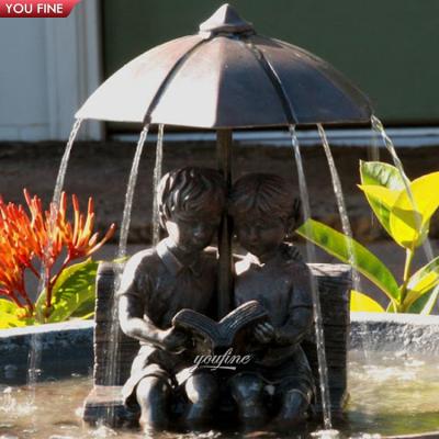 China Europe Outdoor Garden Boy and Girl Decorative Bronze Water Fountain for sale