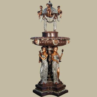 China Madame Garden Statue Fountain of China Lion Head Water Bronze Nude for sale