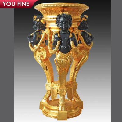 China FLOOR decorative garden antique bronze flowerpot large with children for sale